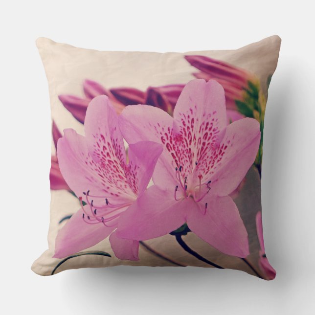 Azalea Blooms Throw Pillow (Front)