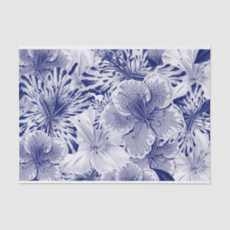 Azalea blossoms in blue decoupage tissue paper