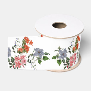 Azalea Clematis Floral Garland Grosgrain Ribbon