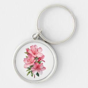 Azalea flower watercolor painting keychain