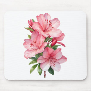 Azalea flower watercolor painting mouse pad