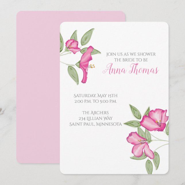 Azalea Wedding Shower Invitation (Front/Back)