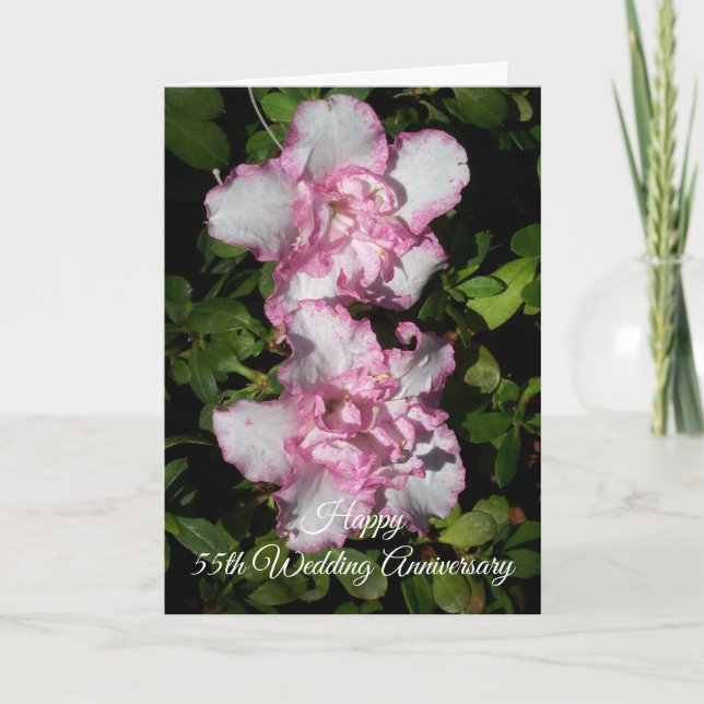 Azaleas Personalised 55th Wedding Anniversary Card (Front)