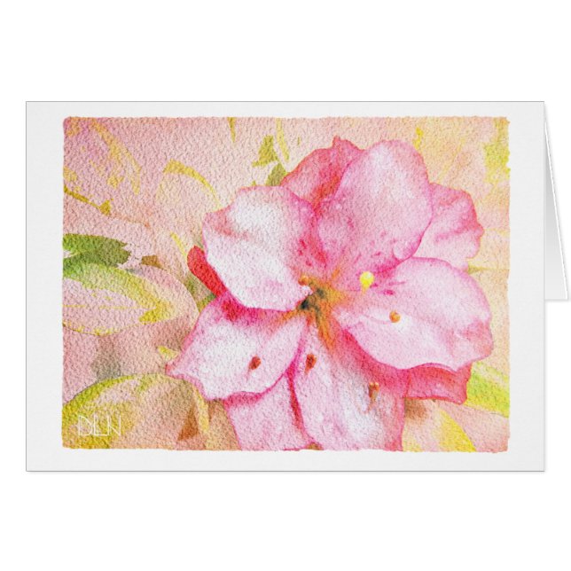 Azalée rose/Art Floral/Aquarelle (Devant Horizontal)