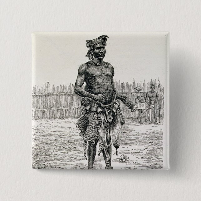 Azandeh  Binsa or Witch Doctor 2 Inch Square Button (Front)