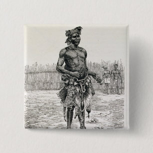 Azandeh  Binsa or Witch Doctor 2 Inch Square Button