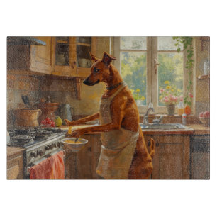 Azawakh Cooking in Kitchen Cutting Board