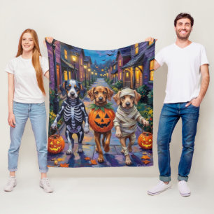 Azawakh Dogs Trick-or-Treating Halloween Costumes Fleece Blanket