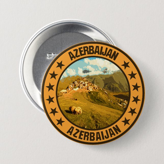 Azerbaijan                                         3 inch round button (Front & Back)