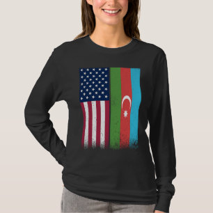 Azerbaijan  Azerbaijani American Flags Proud USA T-Shirt