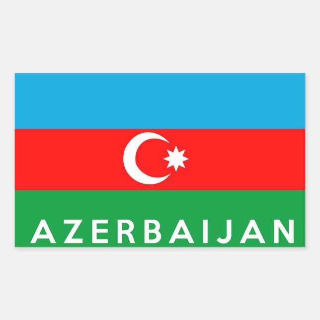 azerbaijan country flag symbol name text sticker (Front)