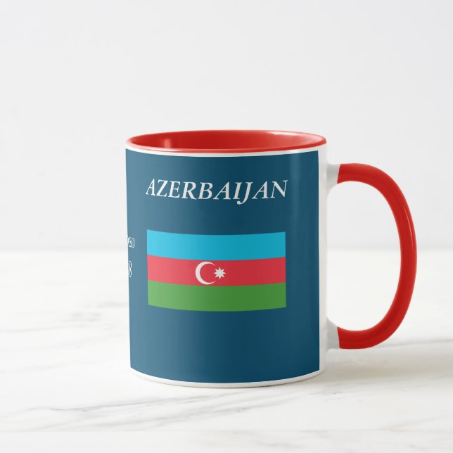 Azerbaijan Crest and Flag Black 11 oz Ringer Mug (Right)