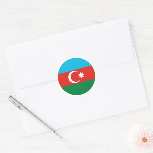 Azerbaijan flag classic round sticker (Envelope)