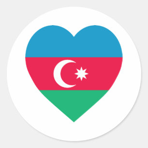 Azerbaijan Flag Heart Classic Round Sticker