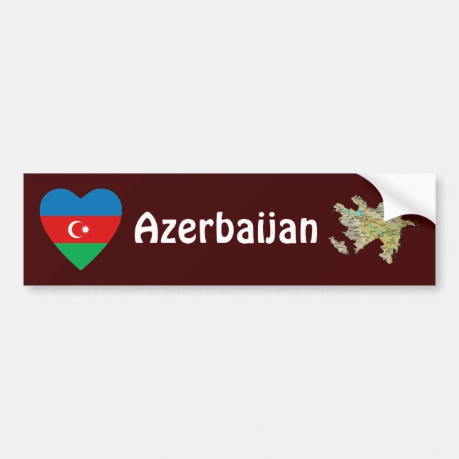 Azerbaijan Flag Heart + Map Bumper Sticker (Front)