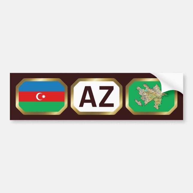 Azerbaijan Flag Map Code Bumper Sticker (Front)