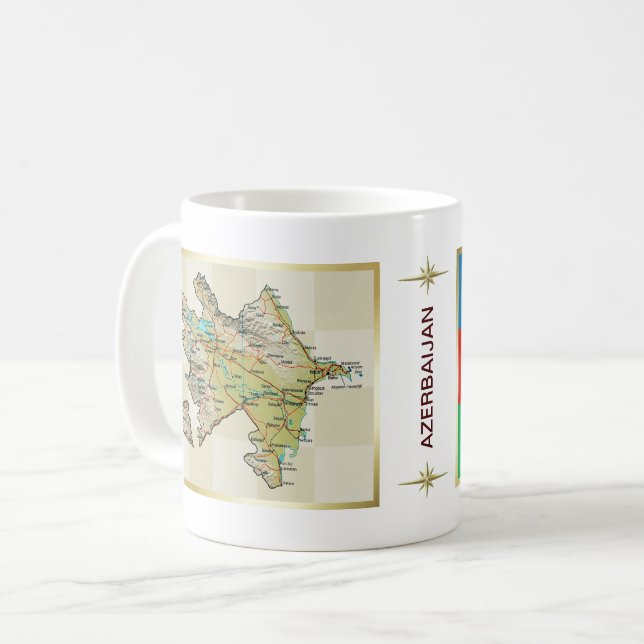 Azerbaijan Flag + Map Mug (Front Left)