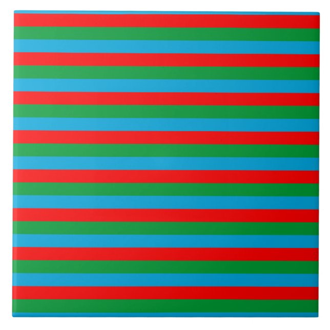 Azerbaijan flag stripes country symbol pattern red tile (Front)