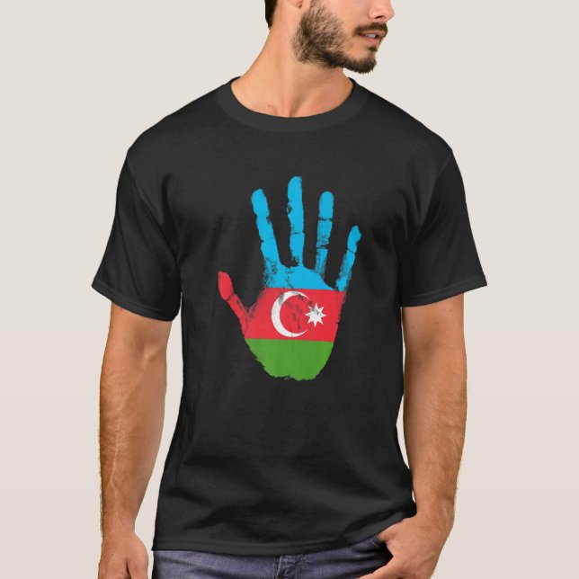 Azerbaijan Flag Vintage Hand Baku Azerbaijanian   T-Shirt (Front)
