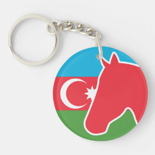 Azerbaijan Horse Azerbaijani National Animal Flag Keychain