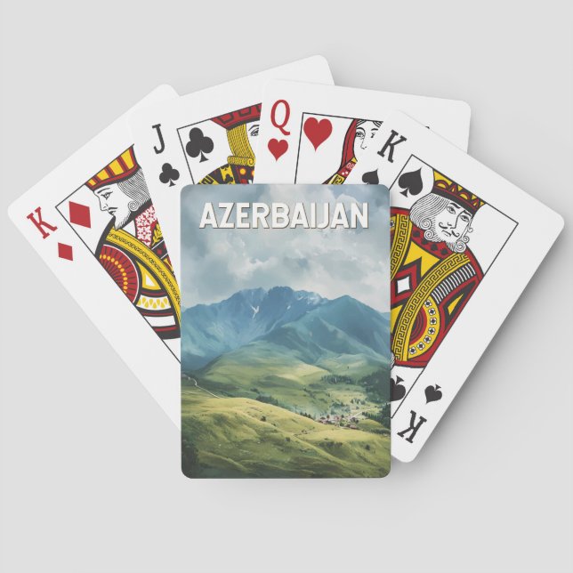 Azerbaijan Illustration Travel Art Vintage Playing Cards (Back)