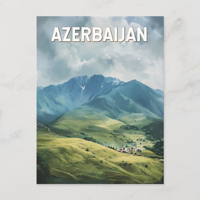 Azerbaijan Illustration Travel Art Vintage Postcard (Front)