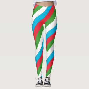 Azerbaijan National Flag Colours Diagonal Striped Leggings