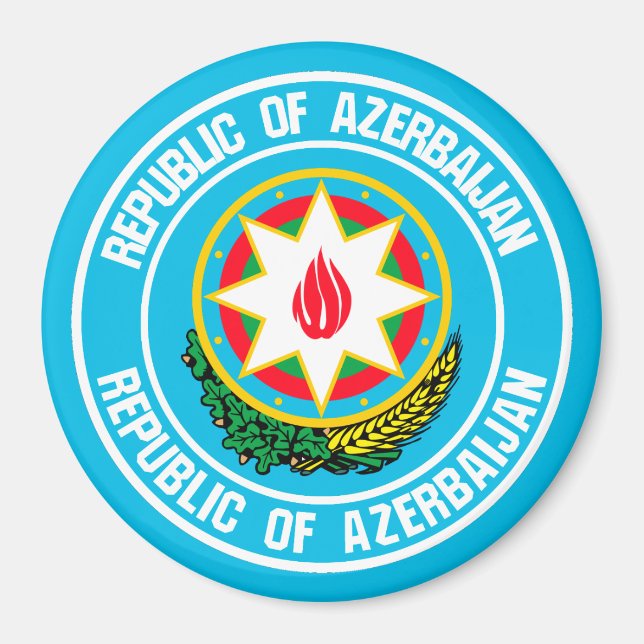 Azerbaijan Round Emblem Magnet (Front)