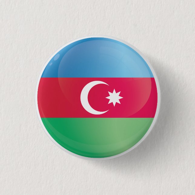 Azerbaijan  Round Icon Flag 1 Inch Round Button (Front)