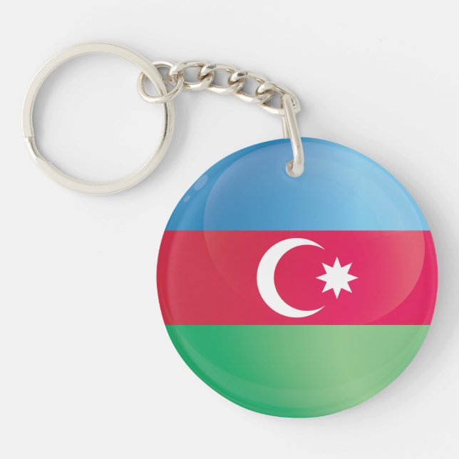 Azerbaijan  Round Icon Flag Keychain (Front)
