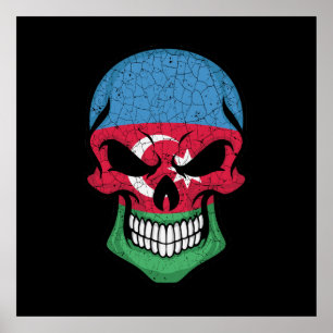 Azerbaijan Smiling Skull Flag Poster