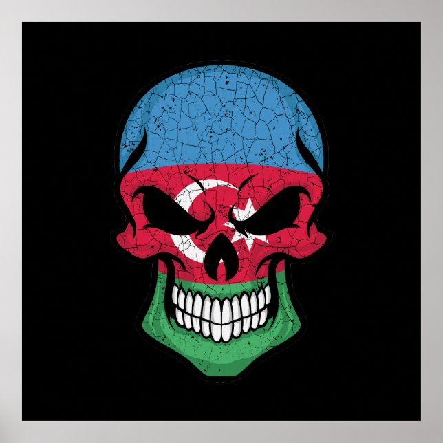Azerbaijan Smiling Skull Flag Poster (Front)