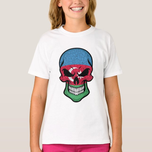 Azerbaijan Smiling Skull Flag T-Shirt (Front)