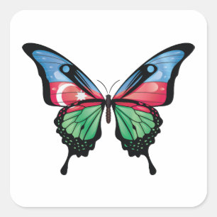 Azerbaijan Swallowtail Butterfly Flag Sticker