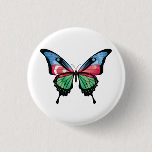 Azerbaijan Swallowtail Butterfly Flag Sticker 1 Inch Round Button