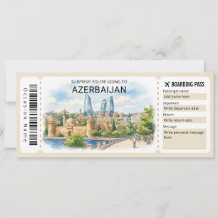 Azerbaijan Trip Boarding Pass Ticket Invitation