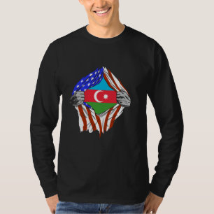 Azerbaijan USA America Chest American Flag Azerbai T-Shirt