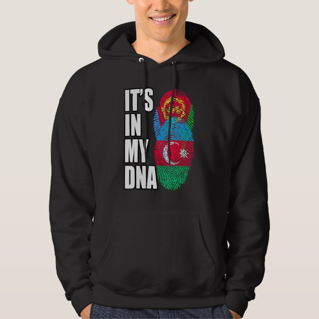 Azerbaijani And Eritrean Mix DNA Flag Heritage Hoodie (Front)