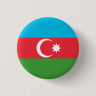 Azerbaijani Flag, Flag of Azerbaijan 1 Inch Round Button