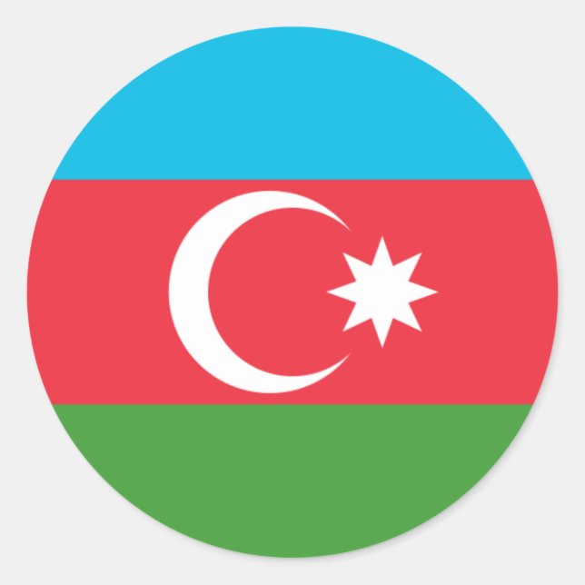 Azerbaijani Flag, Flag of Azerbaijan Classic Round Sticker (Front)