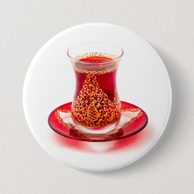 Azerbaijani tea 3 inch round button (Front)