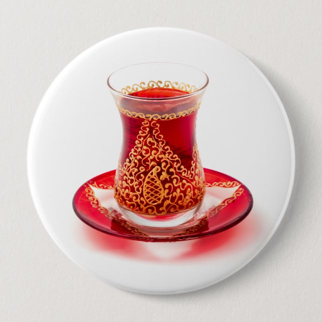 Azerbaijani tea 4 inch round button (Front)