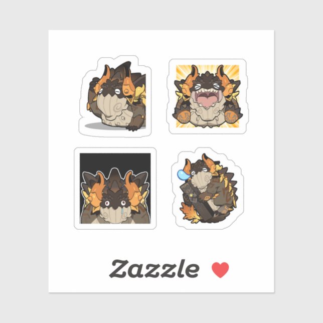 Azhdaha Genshin Impact 4 Pack Sticker Sheet (Sheet)