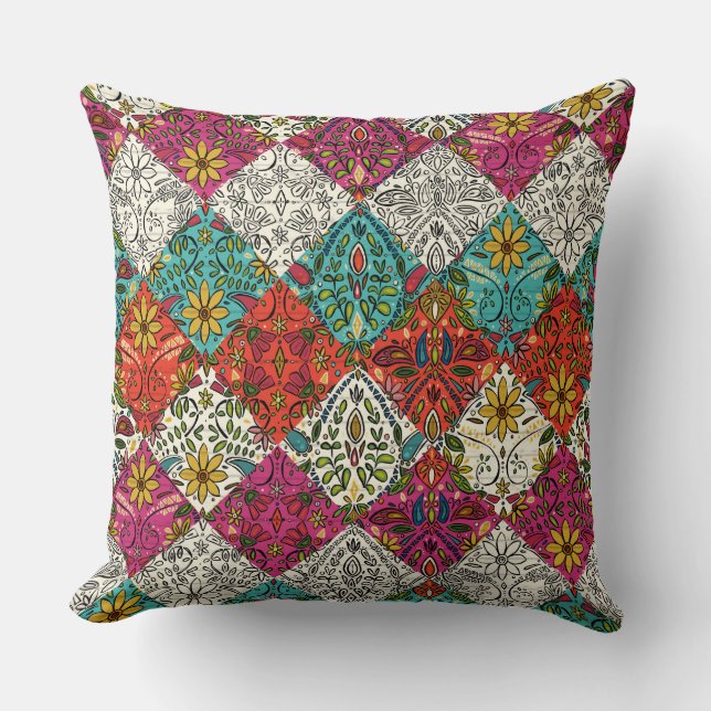 aziza patchwork throw pillow (Front)