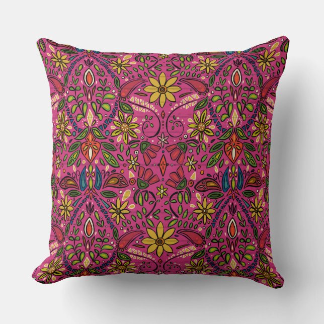 aziza pink throw pillow (Front)