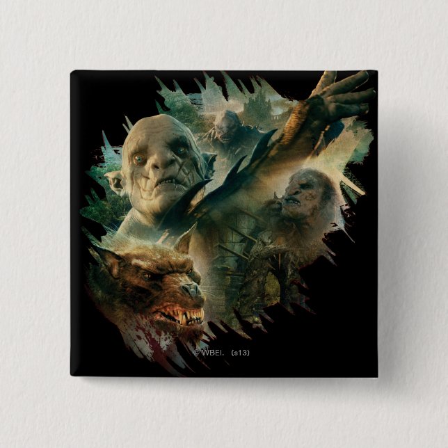 Azog, Narzug, and Bolg Graphic 2 Inch Square Button (Front)