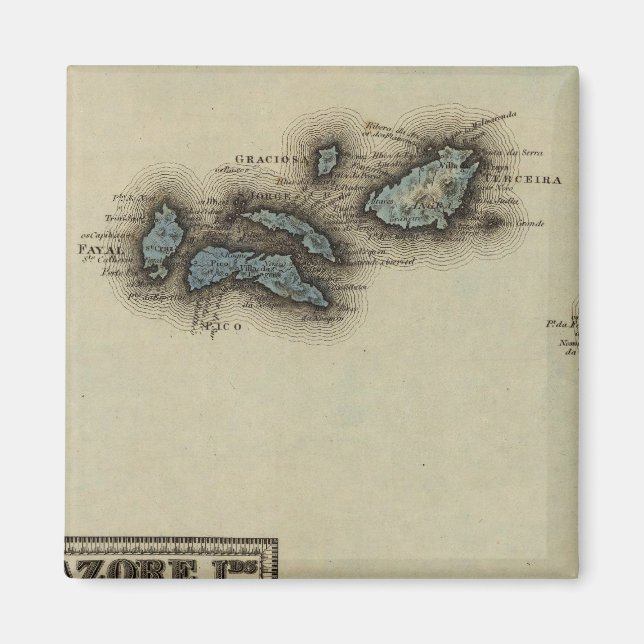 Azore Islands Atlas Map Magnet (Front)