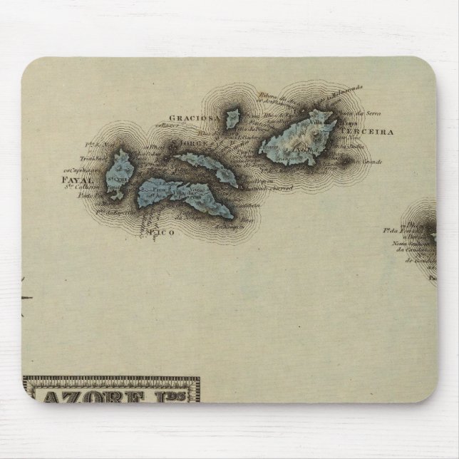Azore Islands Atlas Map Mouse Pad (Front)