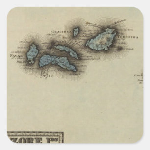 Azore Islands Atlas Map Square Sticker