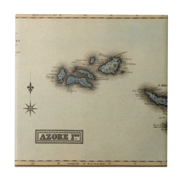 Azore Islands Atlas Map Tile (Front)